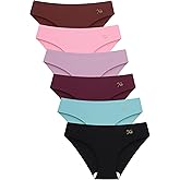 Xuqqs Women's Seamless Underwear Bikini, Ladies Panties, Size XS-XL, Multicolor, 6-Pack