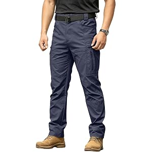 Shiketong Cargo Pants for Men Ripstop 10 Pocket Breathable Trousers Relaxed Outdoor Tactical Pants for Fishing Construction
