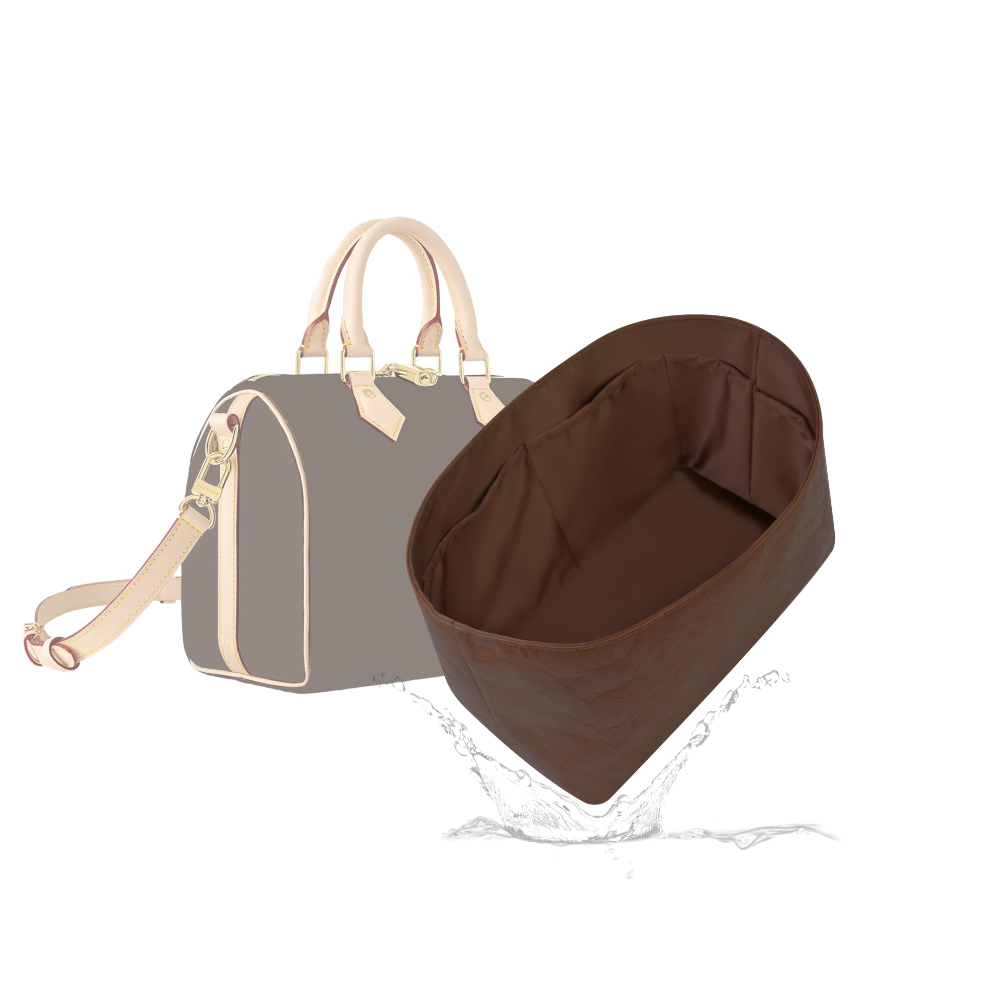 Photo 1 of 19 NeatThin Lightweight Purse Insert, Waterproof Surface and Silky Satin Lining, Fit for LV Speedy 25 (Chocolat)
