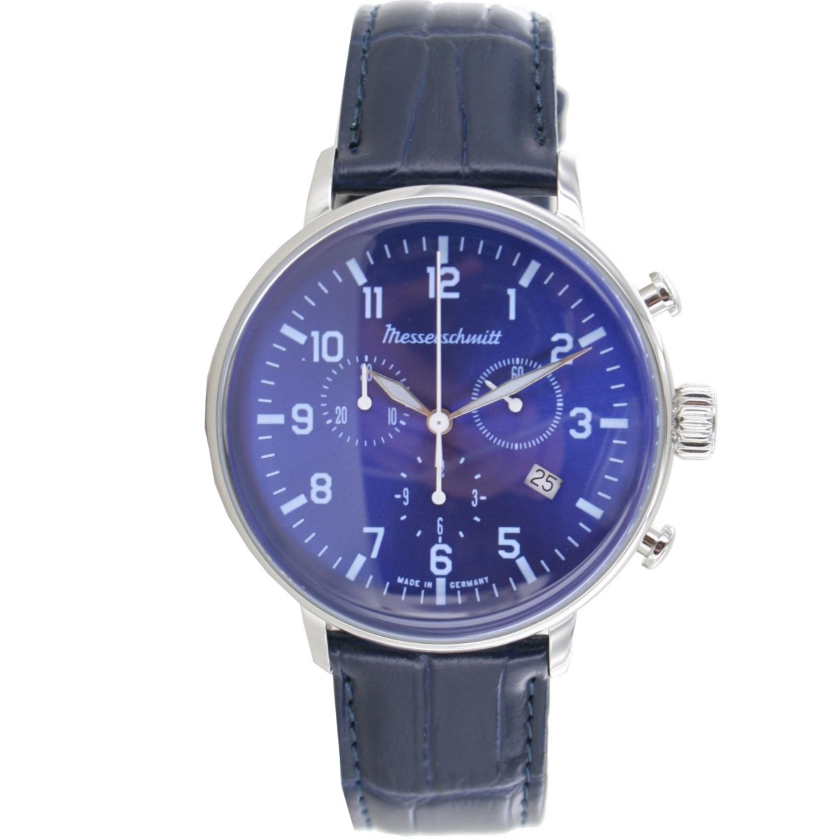 Aristo Messerschmitt Mens-Watch Stainless Steel Chronograph ME-4H168L Leather, Chronograph