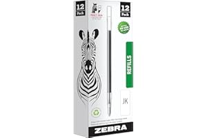 ZEBRA PEN Zebra Gel Pen Refills - G-Series Stainless Steel Gel Ink Pen JK-Refill - Fine Point - 0.7mm - Black Ink - 12 Count