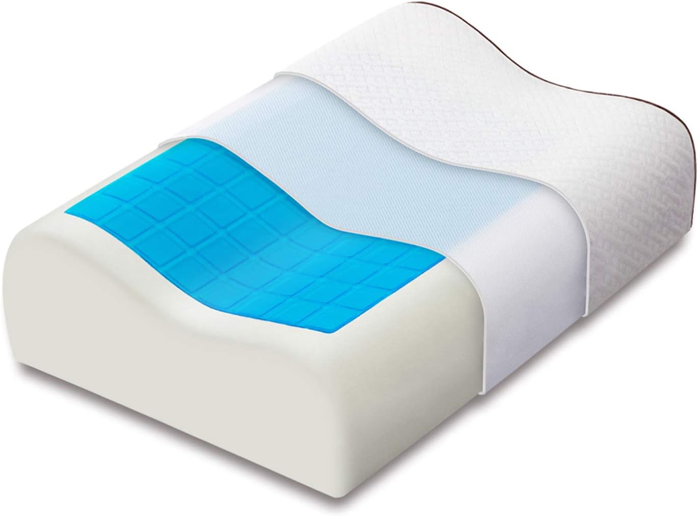 Ecosafeter Contour Memory Foam Pillows with Cooling Gel Heat