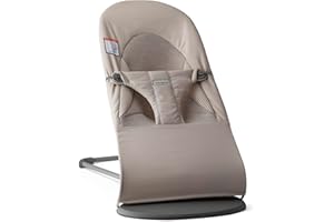 BabyBjörn Bouncer Balance Soft, Tri-Fabric, Sand Grey | 2-in-1 Adjustable Baby Bouncer Seat and Toddler Chair, Newborn to Toddler (8-29 lbs), 4 Positions, Lightweight & Portable
