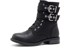 Herstyle Florence2 Women's Combat Booties Mid-Calf Boots Ankle Lace up Military Shoes