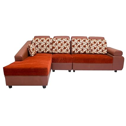 Woodpecker Dahalia Lounger Five Seater L-Shaped Sofa (Rust)