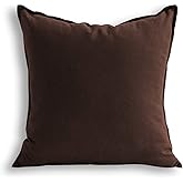 Jeanerlor Solid Cotton Linen Decoration Toss Throw Pillow Sham Cushion Case Special Pillow Cover Delicate Decorative Pillowcase for Bed/Chair/Couch, 18"x18"(45 x 45cm), Brown