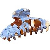 Wenlly french tortoise shell hair claw clip, 4.3 Inch cellulose acetate hair clips, marble strong fashion styling hair hold barrettes for women, blue coffee