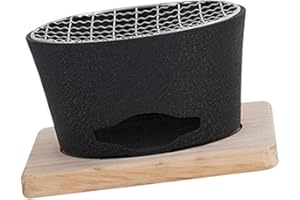 Japanese Styles Cast Aluminum Charcoal Stove for Tea Brewing and Snacks Roasting with Wood Base Japanese Fashion Carbon Tea S