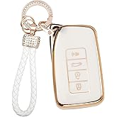 WSAuto Key Fob Cover Keychain Kit Compatible with Lexus RX is ES GS LS NX RS GX LX RC LC Accessories White