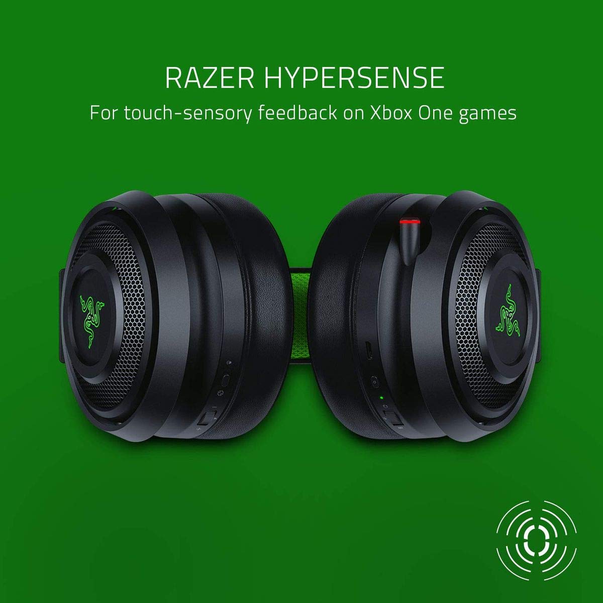Razer Nari Ultimate Wireless 7.1 Surround Sound Gaming Headset: HyperSense Haptic Feedback - Auto-Adjust Headband - Retractable Mic – for Xbox Series X & S, Xbox One - Black/Green
