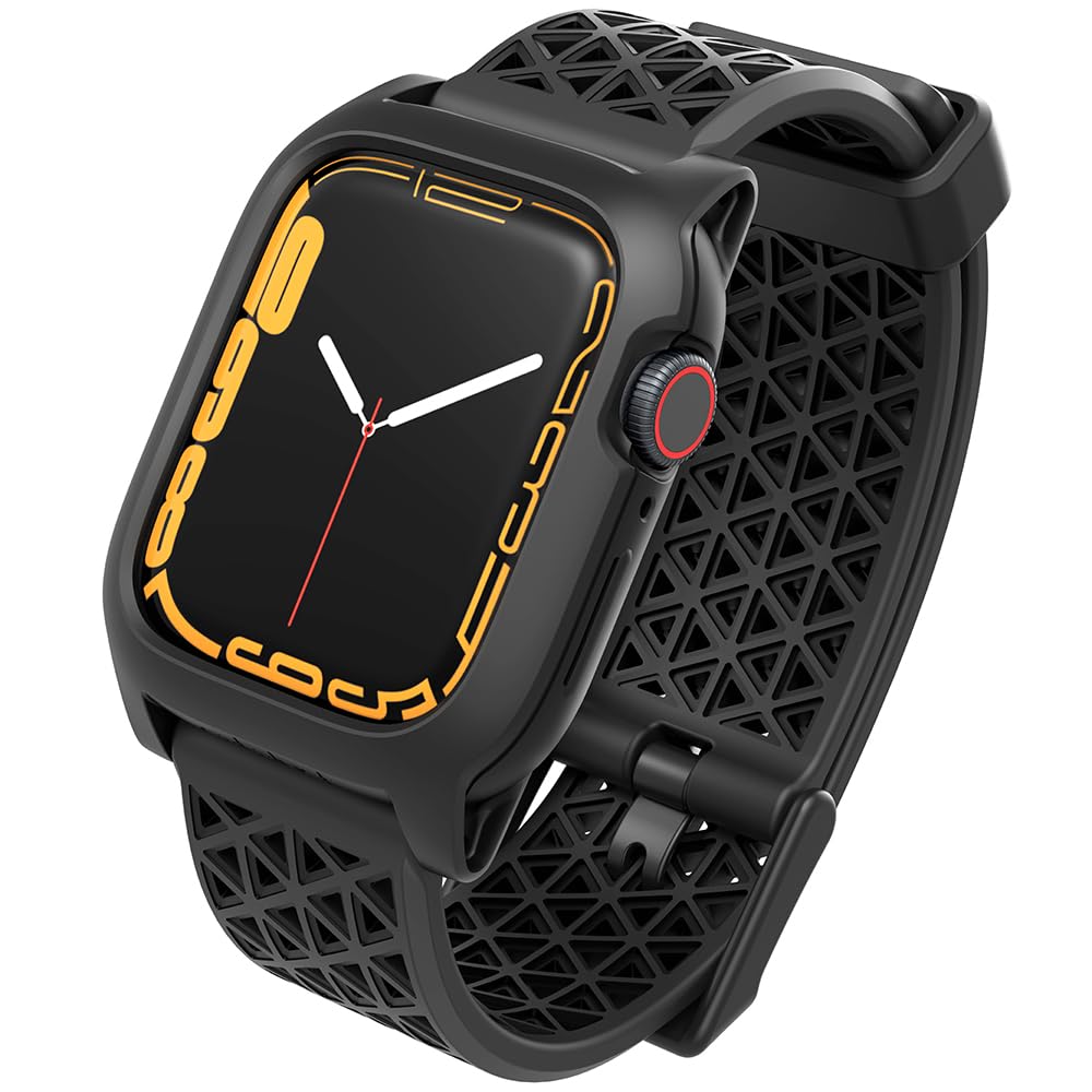 Catalyst Active Defense Case Designed for Apple Watch Series 9/8/7 41 mm, Drop Proof 10ft, ECG and EKG Compatible, Shock & Scratch-Resistant, Sport Band, Breathable, Rugged (Stealth Black)
