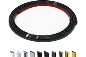 JSIWOTH Peel and Stick Trim, Shiny Black D-Shape Flexible and Self Adhesive Trim, 9.8 Ft Waterproof Molding Trim for Walls, Edges, Window Frames, Backsplash