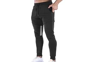Maiyifu-GJ Mens Casual Drawstring Sweatpants with Zipper Pockets Athletic Workout Running Jogger Pants Elastic Waist Trousers