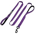 Large-Medium Two-Double Handle Dog-Leash - Heavy Duty 6ft Foot Big Durable Nylon Padded Traffic Handle Leash for Medium to Large Dogs (New Purple)