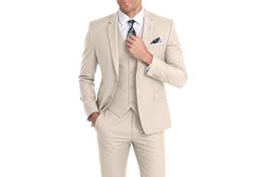 PYIUHS Mens Suit 3 Piece Set Slim Fit Wedding Groomsmen Suit for Men Two Buttons Suits Set Solid Jacket Vest Pants with Tie