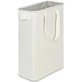 efluky Slim Laundry Basket, Narrow Laundry Hamper with Handles, Collapsible Dirty Clothes Hamper, Tall Laundry Bin for Laundry Room, Dorm and Bedroom, 12.7 Gallons(48L) Beige