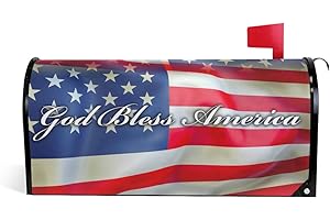 SUABO God Bless America Magnetic Mailbox Cover American Flag Patriotic Post Box Cover for Standard Mailboxes Memorial Day