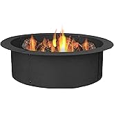 Sunnydaze Heavy Duty Steel Fire Pit Ring Insert, 33" Outer / 27" Inner Dia | Wood Burning, Metal Fire Ring for Outside Firepit, DIY Above or In-Ground Campfire Ring for Patio, Backyard Bonfire, Camping