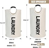 DOKEHOM 90L Large Collapsible Laundry Basket Beige Freestanding Hamper view 3