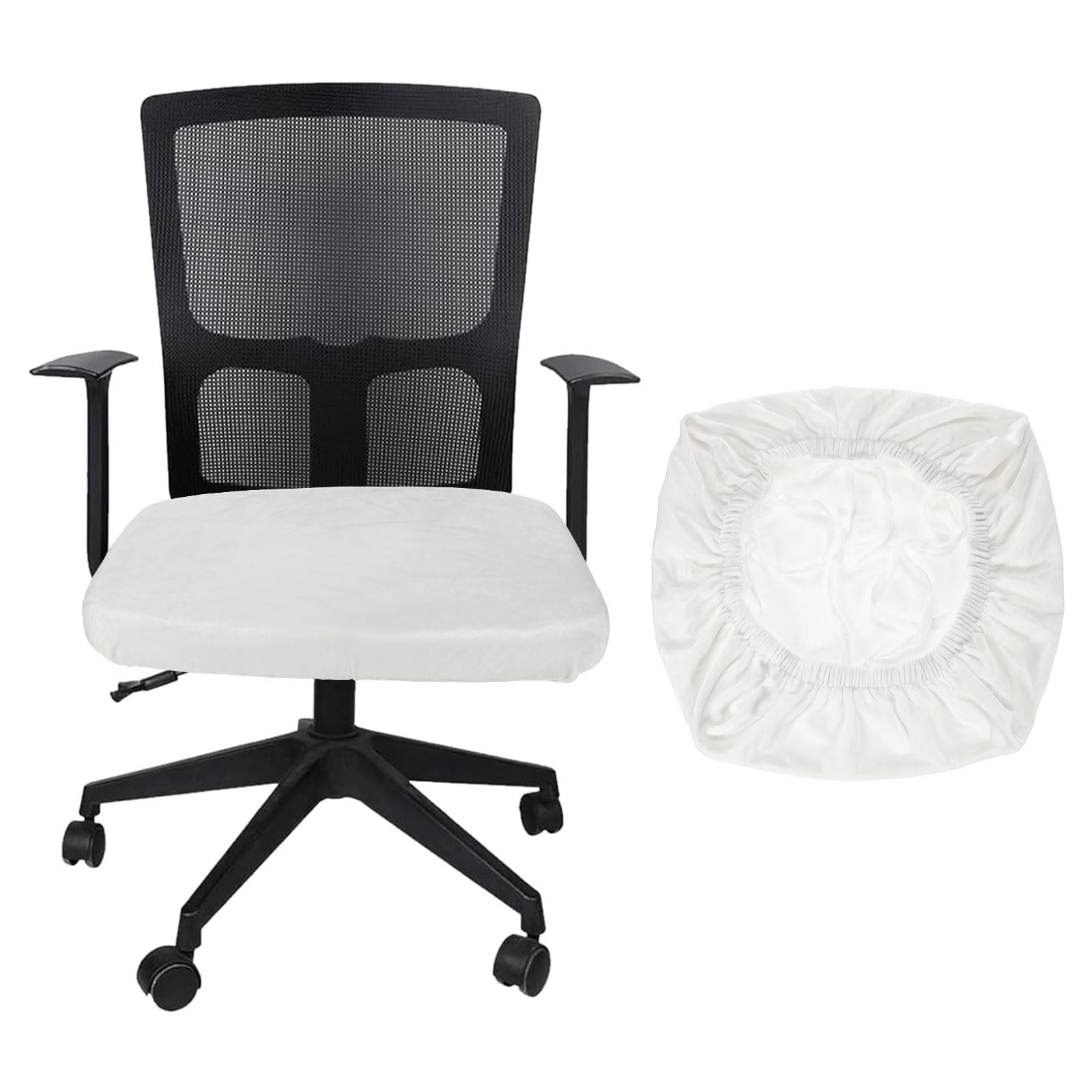 Photo 1 of uxcell Office Chair Cover, Stretchable Soft Rotating Chair Slipcover Washable Desk Computer Seat Cover Protector for Office Home, L(45-48cm), White