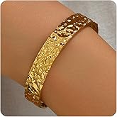 RATVIU Gold Cuff Bracelets for Women 18K Gold Plated Dainty Open Cuff Bangle Bracelets Minimalist Adjustable Wrist Cuff Bracelet