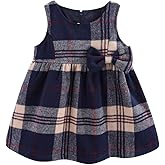 Mud Kingdom Little Girls Sleeveless Dress Plaid Faux Wool Holiday Merry Christmas Loose Fit Cute Bow