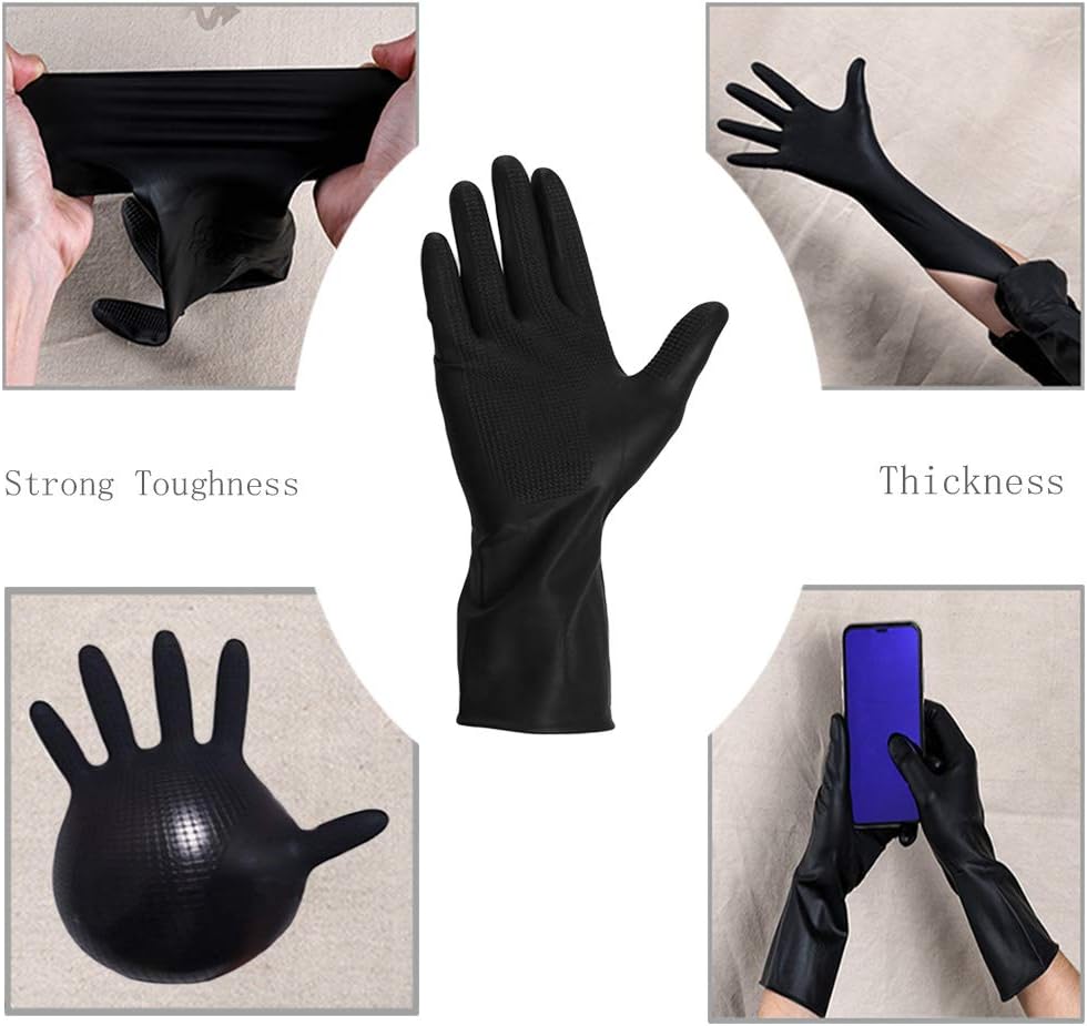 Hair Dye Gloves With Hair Dye Brush and Bowl Set Black Reusable Rubber Gloves for Hair Salon: Kitchen & Dining