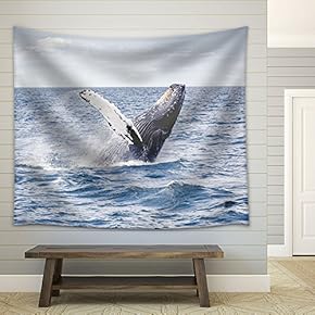 Jumping Whale - Fabric Wall Tapestry Home Decor - 51x60 inches