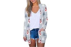 ZEFOTIM Christmas Cardigan for Women 2023 Comfy Casual Lightweight Open Front Cardigan Long Sleeve Graphic Tops Shirts