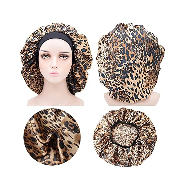 2Pcs-Satin-Bonnet-Silk-Night-Sleep-Cap-Wide-Band-Soft-Sleep-Hat-Sleeping-Hair-Care-Headwrap-for-Long-Short-Curly-Natural-HairBlackLeopard-pattern 2Pcs Satin Bonnet, Silk Night Sleep Cap Wide Band Soft Sleep Hat Sleeping Hair Care Headwrap for Long Short Curly…
