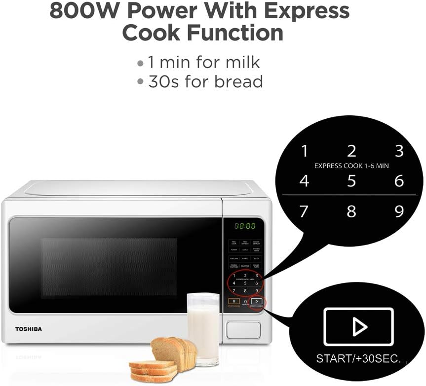 TOSHIBA 20 Liter 800W Digital Solo Small Microwave With 11 Power Levels, One-touch Express Cook with 6 Preset Recipe, Defrost - Image 3