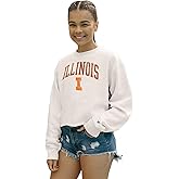 Blue 84 NCAA womens Ncaa Officially Licensed Crop Crewneck Sweatshirt Vintage Arch Over White