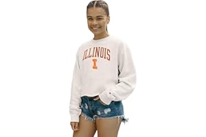Blue 84 Women's NCAA Officially Licensed Crop Crewneck Sweatshirt Vintage Arch Over White