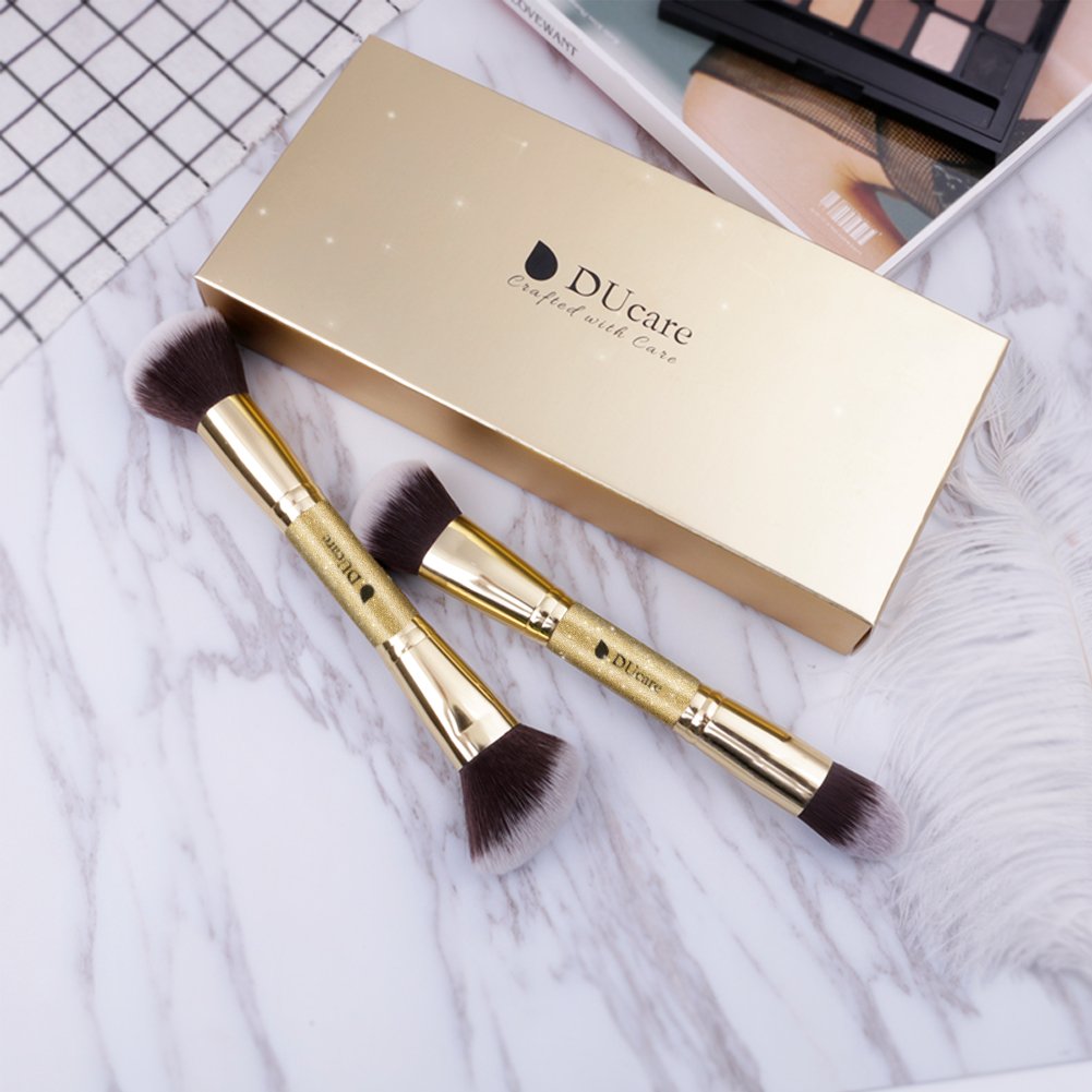 DUcare Makeup Brushes Duo End Foundation Powder Buffer and Contour Synthetic Cosmetic Tools 2Pcs: Beauty