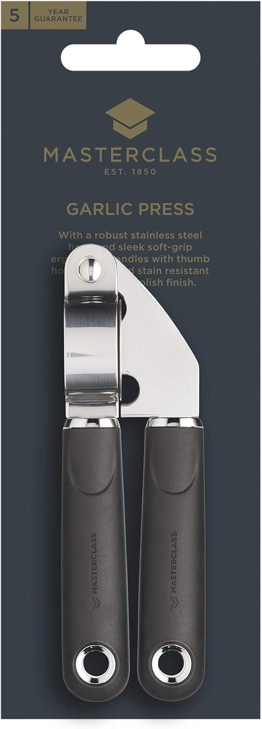 MasterClass Garlic Press with Soft Grip Handle, Stainless Steel, 17.5 cm, Black - Image 3
