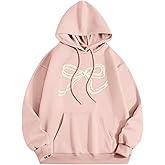 Weripoah Bow Cute Hoodie for Teen Girls Graphic Hoodies Preppy Trendy Sweatshirt Aesthetic Print Casual Pullover Sweatshirts
