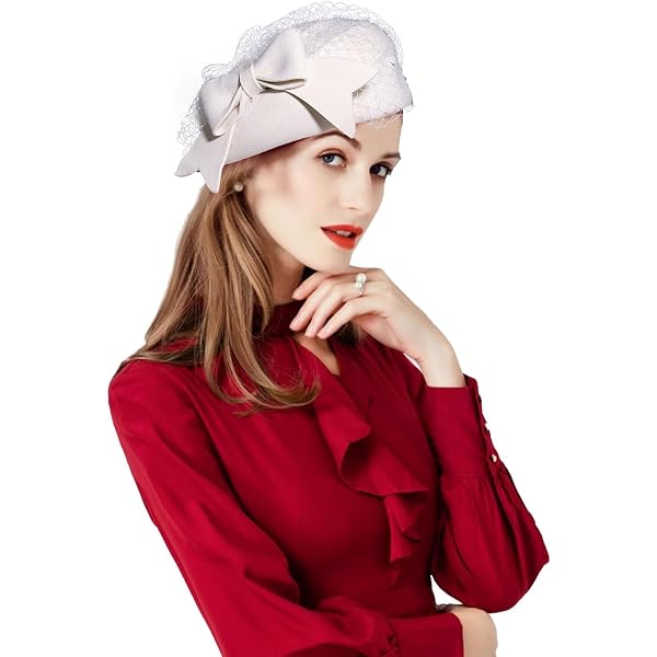 Vintage Wool French Beret Hat, Wine Red with Black Mesh Veil  display picture 1