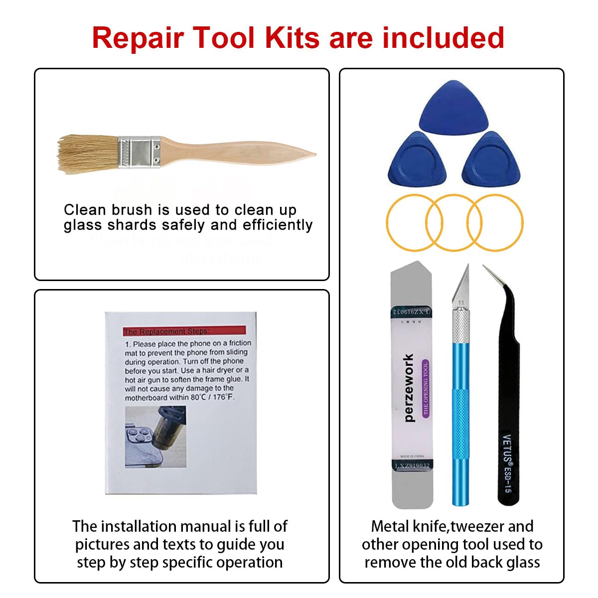 OEM Rear Back Glass Replacement for iPhone 14 Pro Max 6.7 inches with Reparing Toolkit and Pre-Installed Adhesive (Deep Purple)