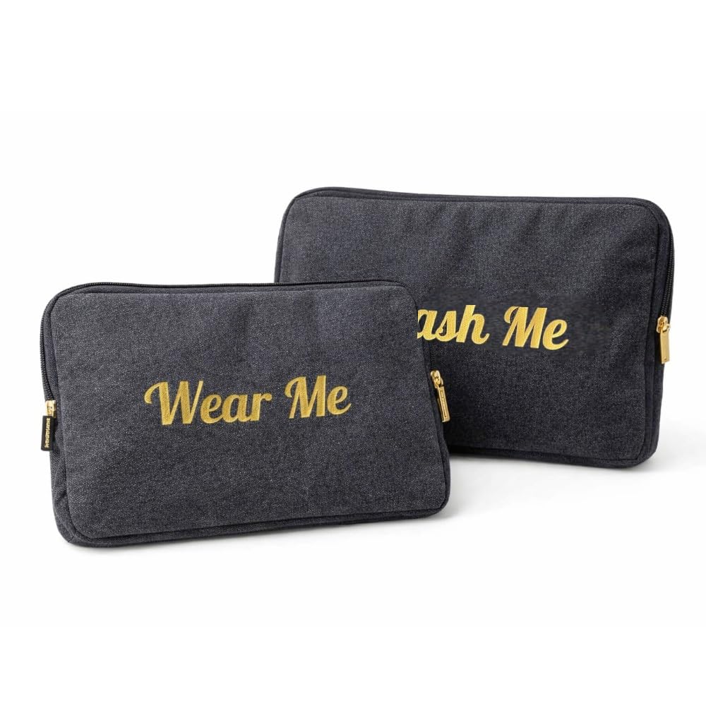 Travel Fanatics Canvas Laundry Bag -Two-Sided Dirty Clothes Bag For Traveling - Washable Laundry Bag with Clean and Dirty Sides - Wash Me & Wear Me - Black