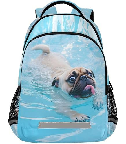 Bolaz Backpack Bookbag Pug Dog Pop Art Style School Bag Travel Bag for Girls Boys Teen
