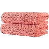 BAGNO MILANO Turkish Bath Towels, Soft Plush Jacquard Luxury Bath Towels, Quick Dry Towel Set (Coral Red, 2 pcs Bath Towel Set)