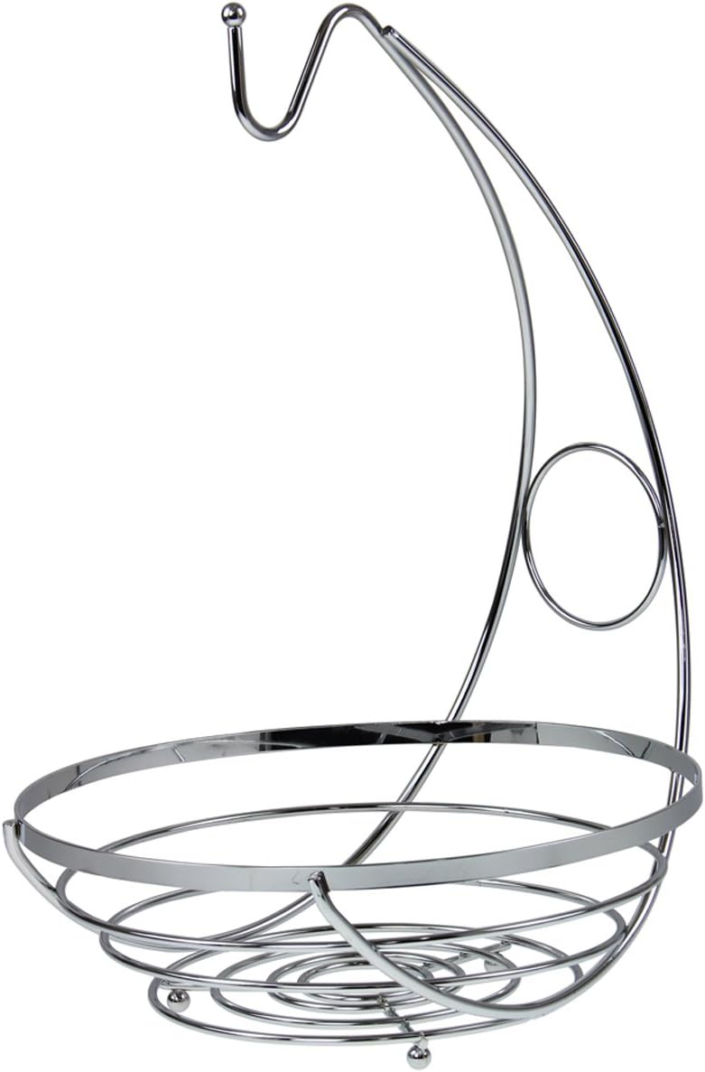 Royal Cuisine2 In 1 Chrome Round Fruit Basket Rack Holder & Banana Hook Hanger