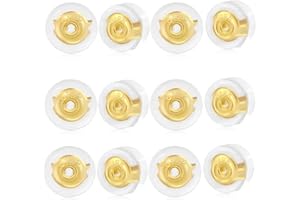 Gold Earring Backs for Droopy Ears, 14Pcs 18K Gold Rubber Earring Backings for Studs Heavy Earrings, Clear Silicone Earring B
