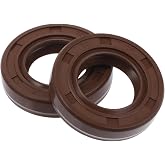 VekAuto Universal Oil Seal TC Double Lip W Steel Spring Seal Ring Rotary Shaft Seal 18x32x7mm High Pressure FKM Rubber Brown 2 Pcs