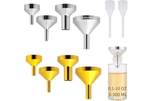 Goooxtex Small Metal Funnels 4 * 2 with 2 Mini Pipette, Mini Funnel, Perfume, Flask, Essential Oil, Miniature Bottles, Atomiz