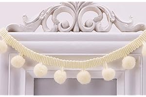 MSCFTFB 20 Yards Pom Fringe Trim,Mini Ball Tassel for Women,4/5inch Wide Soft Pompom Fringed Ribbon for Clothing Bedding Pillow Quilt Curtain Bag Sewing Accessories(Cream)