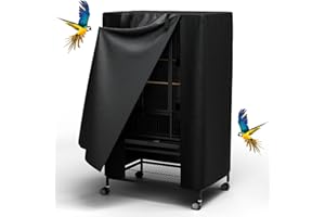 Yvmeu Bird Cage Cover for Night - with Top Blackout Birdcage Cover for Winter Universal Breathable Large Nighttime Cage Cover for Bird (Black, 26x19x40 inch)