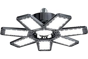 YIBIDAMA LED Garage Light 200W, Led Workshop Ceiling Light 20000LM 6500k, Daylight Ultra Bright Garage Lighting, E26/E27 Base Basement Bulb Deformable 7+1 Adjustable Panels Garage Ceiling Light