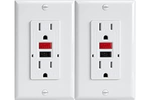 OMEENET 15 Amp GFCI Outlet, Tamper Resistant, Weather Resistant, Self Test GFI Receptacle, 15Amp Ground Fault Circuit Interrupter Outlet for Indoor or Outdoor Use, UL Listed(2 Pack)