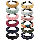 VELSCRUN Womens Headbands Boho Headbands for Women 12 Pack Knot Headband Women Knotted Head Band Elastic Turban HeadBands Boho Bandeau Wide Hair Bands Hair Accessories for Washing Face
